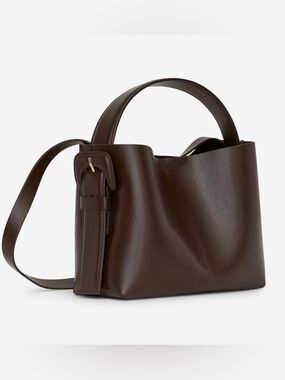 Arket Dark Chocolate Brown Leather Crossbody Bag, Like new
